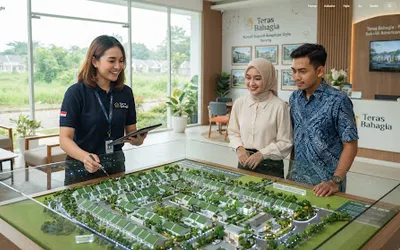 Konsultasi denah dan pemilihan kavling di galeri pemasaran TerAs Bahagia